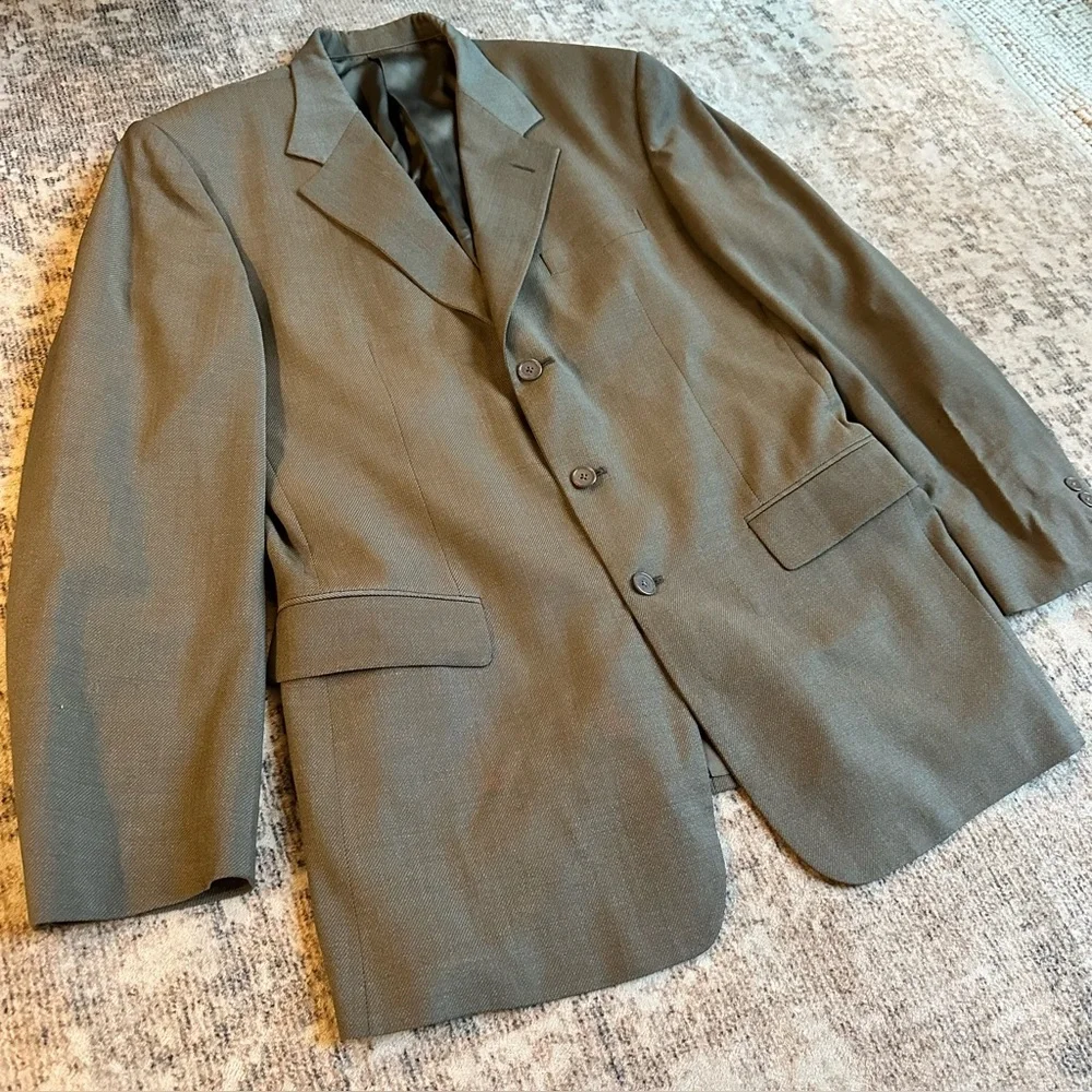 Vintage Monsieur Givenchy Wool Brown‎ Tan Blazer Jacket Sport Coat Size 42L